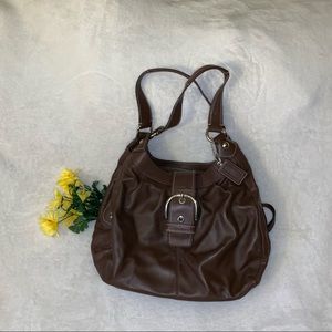 Coach y2k brown leather buckle purse/ bag